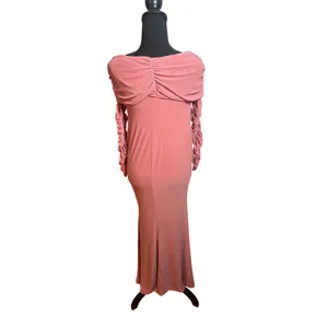Club L London Dusty Rose Ruched Sleeve Cowl Neck Maxi Dress‎ Sz 4 Formal Gown thumbnail 6