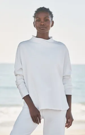 Frank & Eileen Effie‎ Funnel Neck Capelet Sweatshirt White triple fleece thumbnail 1