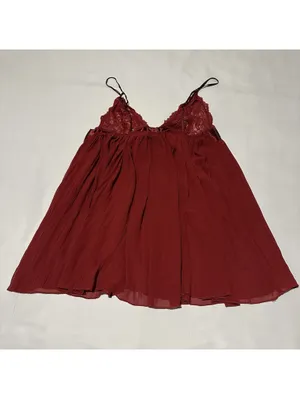 Victoria’s Secret Red Babydoll Slip Lingerie Lace Sheer Mesh Satin Bow XL thumbnail 8