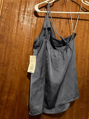 A New Day ONE SHOULDER STRAP CAMI BLOUSE SATIN FINISH DARK BLUE thumbnail 4