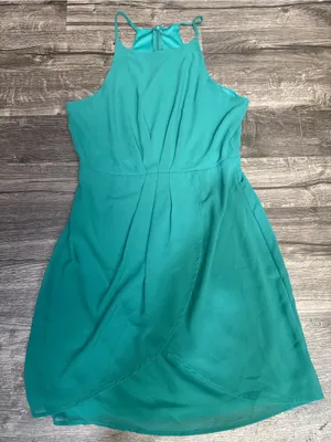 Lulu's Teal Halter Mini Wrap Dress thumbnail 2