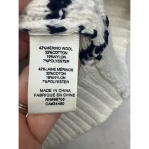 La Vie Rebecca Taylor Sweater Womens Small‎ White Navy Merino Striped nautical thumbnail 4