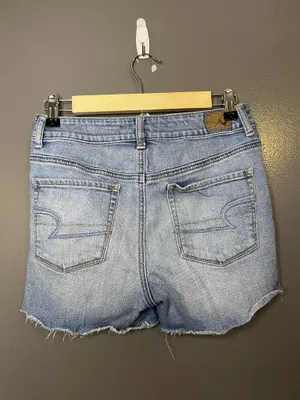 American Eagle Outfitters Rhinestone Shorts Womens 6 Blue Denim Cutoff Stretch thumbnail 3