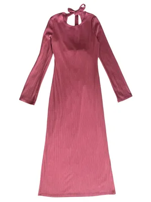 Reformation Women’s Benedict Long Sleeve Tie Back Ribbed Knit Midi Dress Rust thumbnail 4