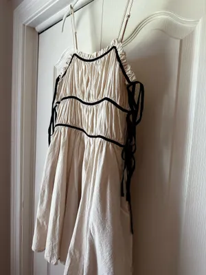 idem Ditto Cream Mini Sundress with Black Trim and Side Ties thumbnail 5