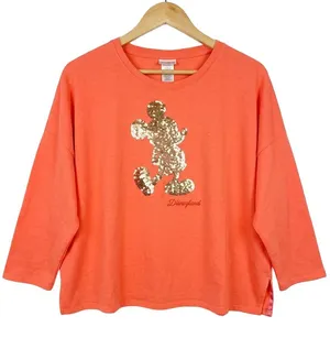 Disneyland Plus Size Orange Sequin Mickey Mouse Sweatshirt Top 3X Fall Halloween thumbnail 1