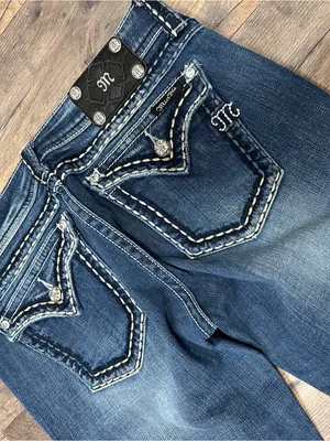 Miss Me Blue Flare Boot Jeans with Embroidered Back Pockets thumbnail 3