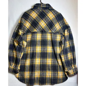 Timing Plaid Shacket Navy Blue Yellow Flannel Shirt Jacket Large thumbnail 4