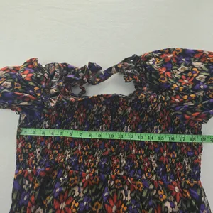 BeachLunchLounge 26G Floral Smocked Midi Dress Square Neck‎ Tie Back Size XL thumbnail 9