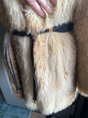 Vintage Tissavel France Gino Rossi faux fur collared belted coat, size medium thumbnail 10
