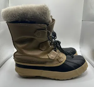Sorel Manitou Vintage Winter Snow Boots Leather Rubber Wool Liner Made in Canada thumbnail 1