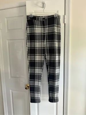 Free People Carnaby Plaid Pants Black White High Rise Skinny Size 8 thumbnail 7