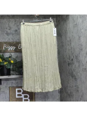 NWT DKNY Womens Crushed Crease Woven Midi Skirt P5DNSB53 Pale Moss Brown Green M thumbnail 7