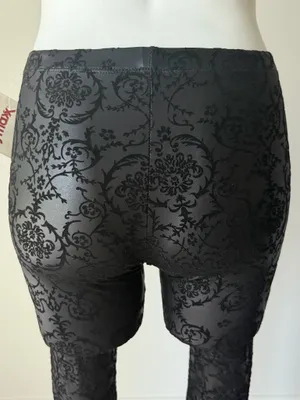 See You Monday Black Damask Pattern Leggings  thumbnail 4