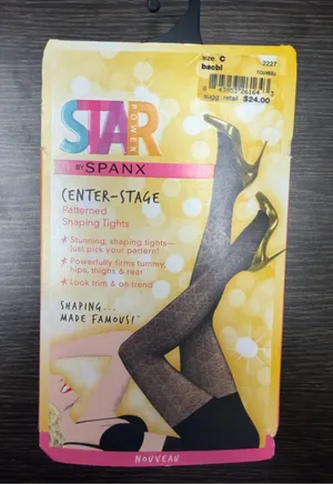 Spanx Center Stage Patterned Shapewear Tights Size C Black Smoothing NWT Boudoir thumbnail 1