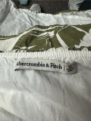 Abercrombie & Fitch Dress Womens XL Green Linen Tropical Leaf Palm Sundress thumbnail 4