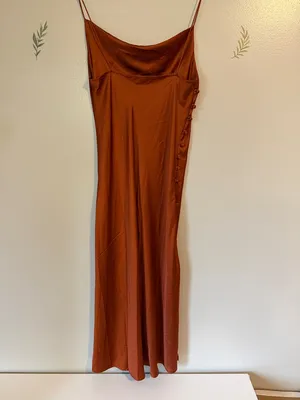 Shein Medium Slip Maxi Dress in Rust Orange thumbnail 3