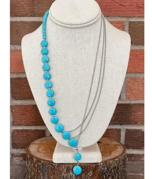 Asymmetric Turquoise and Chain Lariat Necklace thumbnail 2