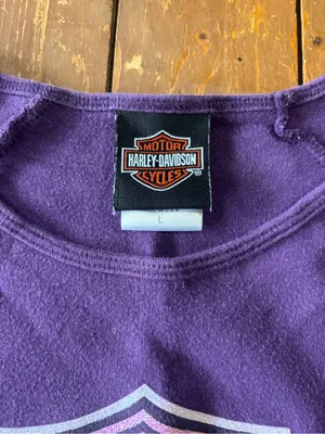 Harley-Davidson Purple Graphic Tee features a Sparkly Pink Silver Glitter Logo thumbnail 3