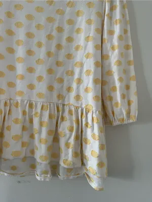 Loft Yellow Polka Dot Peplum Blouse Medium Brunch Spring Feminine Office Career thumbnail 3