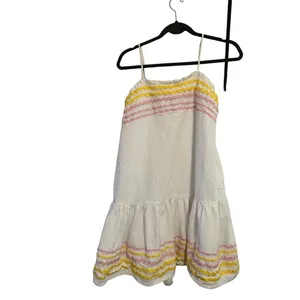 Lisa Marie Fernandez Target Dress Ric Rac White Pink‎ Yellow Tiered XS Coastal thumbnail 2