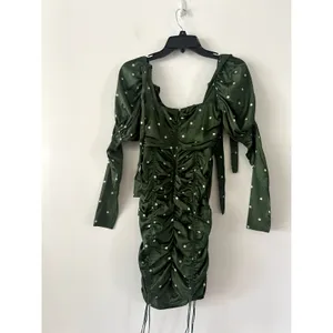 For Love & Lemons Davies Green Polka Dot Puff Sleeve Ruffle Mini Dress Size XS thumbnail 4