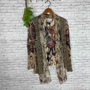 Vintage Y2K Boho Paisley Crochet Tie Dye Vest and Sweater Combo thumbnail 2