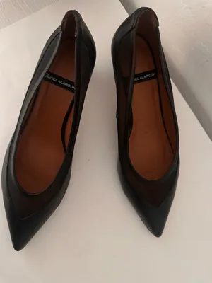 Angel‎ Alarcon Kitten Heels Leather Sheer Pointed Toe Pumps in Black Sz 38 thumbnail 7