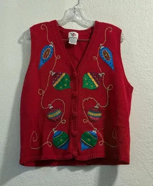 Vintage 90s Nutcracker Ornament Christmas Holiday Sweater Vest Size m Granny thumbnail 1
