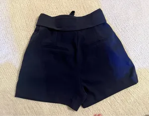 H&M High waisted Zara navy shorts with tie thumbnail 2