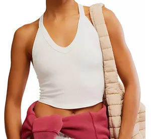 FP Movement All Clear V Neck Ribbed Racerback Cami Tank Top White M/L thumbnail 1