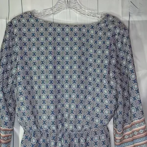 Miami paisley 3/4 sleeve v-neck boho chic geometric print cottagecore romper thumbnail 9