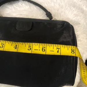 90s Y2K Vintage Dark Black Preston & York Clutch Evening Prom Dinner Wedding Hand Bag Purse Silver Accents Mini #gothic #grunge #whimsygoth Slightly Iridescent thumbnail 4