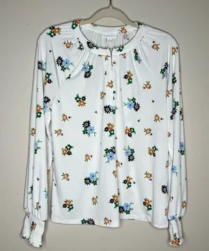 Charter Club Womens Size M‎ Floral Print Long Sleeve Stretch Liquid Knit thumbnail 1
