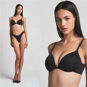 SKIMS NWT ultimate collection push up plunge bra 32DD onyx black‎ thumbnail 2