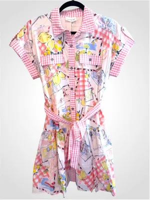 Entro Capri Lemon Mini Dress in Pink Size S thumbnail 1