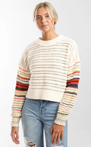 Gilded Intent Reverse Seam Striped Sweater size medium thumbnail 1