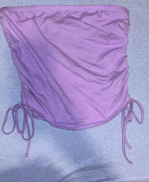 Ruched Side-Tie Strapless Tube Top in Lavender thumbnail 1