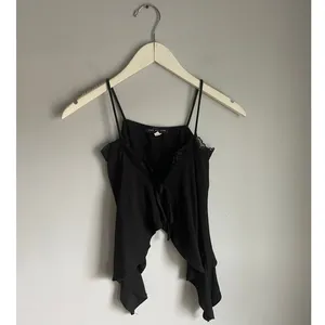 One By One Black Lace Trim‎ Tank Top Y2K Whimsigoth Witchy Size Small Flowy Club thumbnail 2