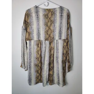 Entro M Snakeskin Print Drop Waist Tunic Babydoll Dress Boho Chic Python Western thumbnail 3