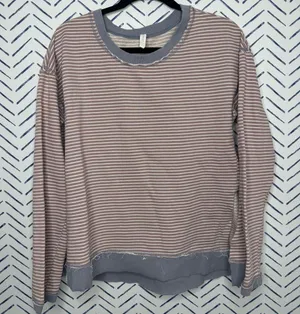 Mia & Tess Collegiate Crewneck Striped long sleeve knit sweatshirt jersey Large thumbnail 1