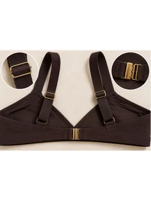 H&M Chocolate Brown Bikini Set NWOT Size‎ 12 Textured Stripe Swimwear thumbnail 9