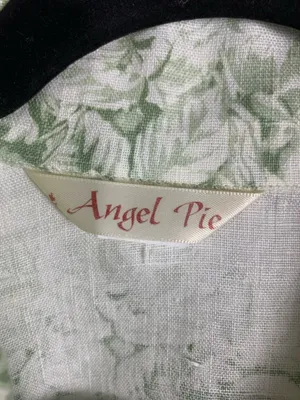 Angel Pie Linen Shirt S/M Green Floral Lagenlook Oversized Boho USA Made thumbnail 7