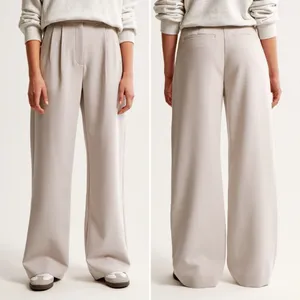 Abercrombie & Fitch NWT Sloane Curve Love Tailored Wide Leg Pant in Light Taupe thumbnail 2