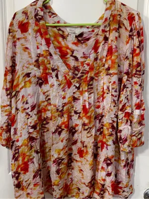 Terra & Sky Multi-Color Floral V-Neck Blouse thumbnail 1