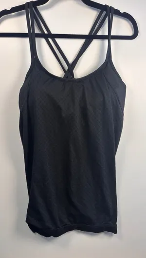 Athleta Womens(2)Bundle Strappy Back Tank Top Built-In Bra Black Gray Size‎ L thumbnail 1