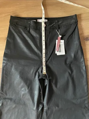 Mango Coated Jeans Culotte High Waist Catherine Ankle Black Wide Leg Size 10 NWT thumbnail 12