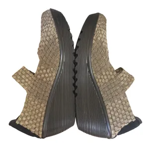 St. John's Bay Bronze Metallic Woven Elastic Mary Jane Wedge Shoes Size 10‎ thumbnail 4