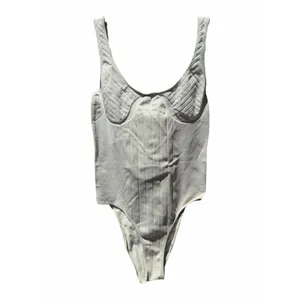 Anthropologie Mint Ribbed One Piece Swimsuit Sage Green Small Bodysuit Minimal thumbnail 3
