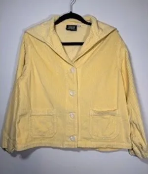 BIG BUD PRESS Corduroy‎ Sailor Jacket Medium Butter Yellow Button Up Boxy Retro thumbnail 1